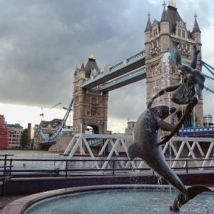 The girl with a dolphin & Tower Bridge