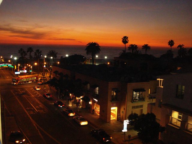 Santa Monica beach by sunset